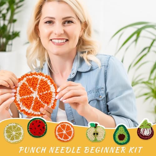 Yaomiao 6 Pcs Fruit Punch Needle Coaster Kit for Beginners, Adults - Image 6