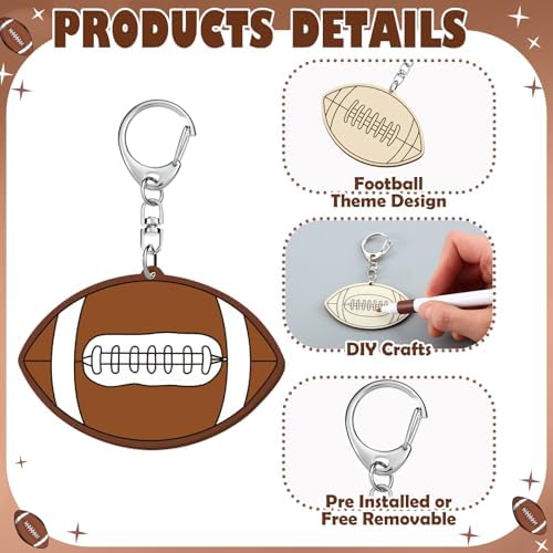 RattanView 24 Pcs Football Craft Keychains DIY Keychain, 12 Styles - Image 3