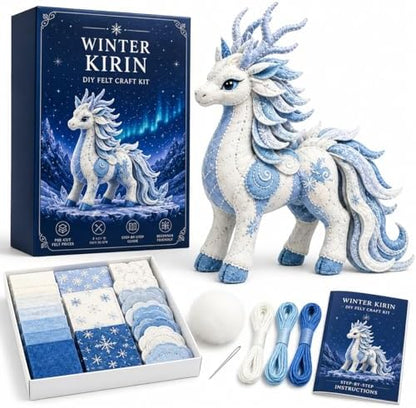 Winter Fantasy Animal Felt Sewing Kit, DIY Patchwork Craft Kit with Pre-Cut Felt Pieces, 3D Stuffed Animal Making Set for Beginners Adults Teens, Creative Home Decor Gift (C) by Unknown