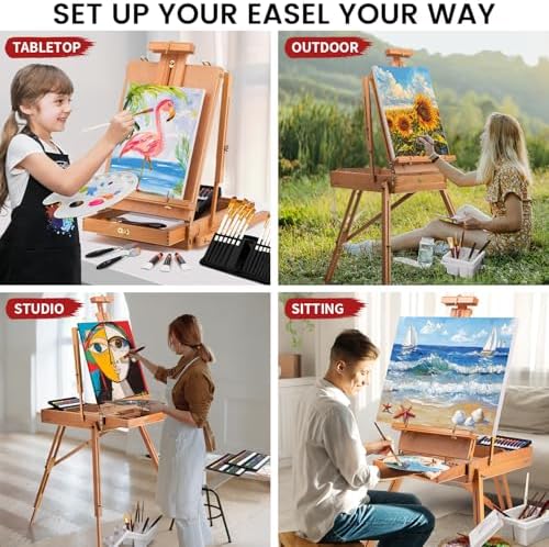 188Pcs All-in-One Art Painting Kit with French Easel, 96 Acrylic, Watercolor & Oil Paint Set, Complete Art Supplies Painting Set for Adults, Artists, Beginners - Image 7