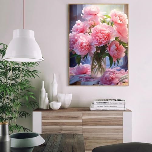 MIRCVSH Flowers Paint by Numbers Kit for Adults Framed,Pink Rose Paint by Number for Adults,Adults' Paint-by-Number Kits on Canvas with Wooden Easel for Home Wall Decor 12X16 Inch - Image 3