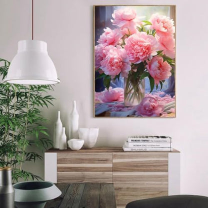 MIRCVSH Flowers Paint by Numbers Kit for Adults Framed,Pink Rose Paint by Number for Adults,Adults' Paint-by-Number Kits on Canvas with Wooden Easel for Home Wall Decor 12X16 Inch - Image 3