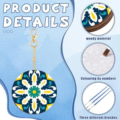 Trnayi 24 Pcs Paint by Numbers Keychains, 12 Mandala Designs for Adults - Image 4