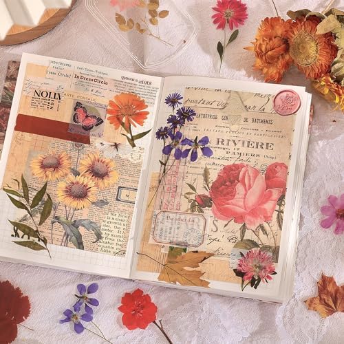 380 Pcs Natural Flower Stickers for Scrapbooking, Vintage Floral Stickers Decals Aesthetic Watercolor Stickers for Journaling Phone Case Stickers Art Bullet Junk Journal Planners DIY Craft Notebook - Image 6