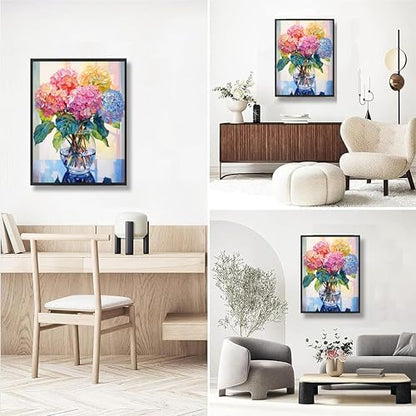 Hydrangea Paint by Numbers for Adults with Framed Canvas - Wooden Easel - Image 7