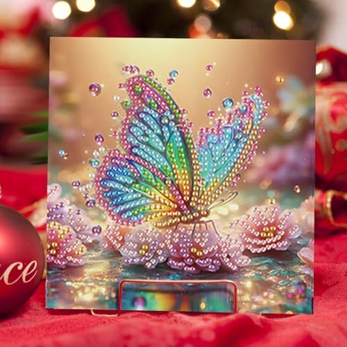 jinglinhh 6pcs Flower Butterfly Seaside Diamond Art Painting Greeting Cards with Envelopes, DIY Card Making Kits for Adults, Diamond Art Postcards Holiday Cards Craft Gifts - Image 5