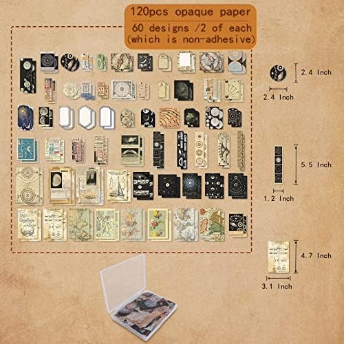 200Pcs Vintage Scrapbook Stickers, Aesthetic Junk Journal Stamping Supplies Kit, Scrapbooking Ephemera Washi Paper for Bullet Journaling Planners Diary Collage (Celestial) - Image 3