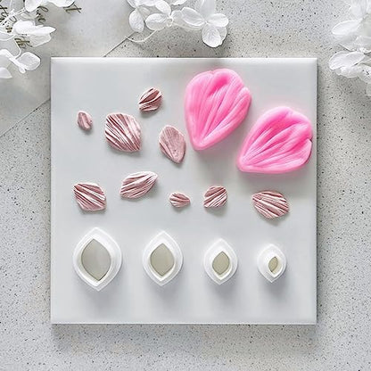 meeeyya Flower Petal Clay Cutters for Earrings Making, 4pcs Clay Cutters with 1pcs Petal Press Polymer Clay Mold, for Polymer Clay Jewelry Making - Image 4