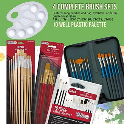 U.S. Art Supply 133-Piece Artist Painting Kit - Aluminum & Wood Easel - Image 6