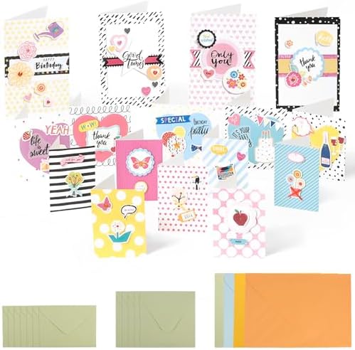 DIY Greeting Card Kits Includes 16 Cards 16 Envelopes with Decoration Accessories Handmade DIY Greeting Card Making Kits Personalized Set for Kids Adults(Pink) by Unknown