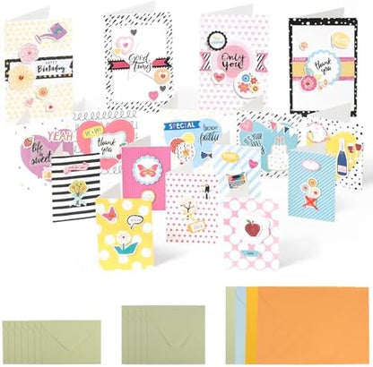 DIY Greeting Card Kits Includes 16 Cards 16 Envelopes with Decoration Accessories Handmade DIY Greeting Card Making Kits Personalized Set for Kids Adults(Pink) by Unknown
