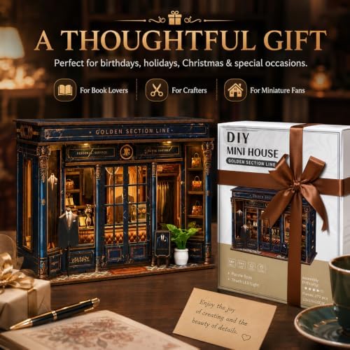 Vintage Tailor Shop Book Nook Kit for Adults, Wooden Puzzle with LED Light - Image 4