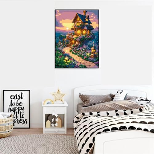 VIGEGU House Paint by Numbers Kit for Adults Beginner,Easy Adult Paint by Number Kits on Canvas DIY Painting for Beginners Art by Numbers for Home Wall Decor 16x20 Inch - Image 2