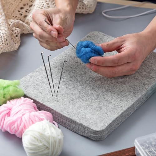 Amylove 4 Pcs Needle Felting Pad Needled Felting Mat Wool Supplies Thick Firm Base Woolen Block for Beginners Crochet Knitting Projects Kit Tool, Gray (8 x 10 x 1 Inch) - Image 5