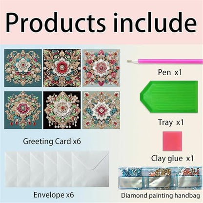 jinglinhh 6pcs Diamond Art Painting Retro Mandala Greeting Cards with Envelopes, DIY Card Making Kits for Adults, Diamond Art Postcards Christmas Cards Craft Gifts - Image 3