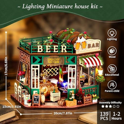 Book Nook, Beer Shop DIY Miniature House Kit for Craft Lovers - Image 3