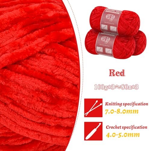 LUNARM Chenille Yarn 3 Pack 3.5oz Chunky Blanket Velvet Yarn 263 Yard - Image 3