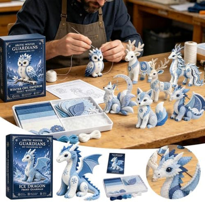 ROTORS Arctic Winter Guardians DIY Patchwork Kit, Pre Cut Felt Animal Sewing Kit, 3D Stuffed Creature Craft Set, Handmade Home Decor Gift for Beginners (Blue-K) - Image 6