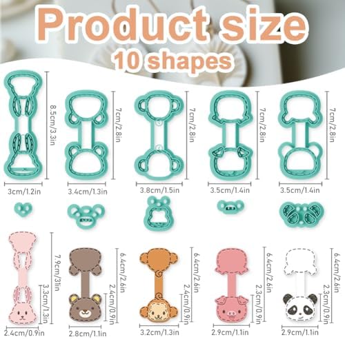 beinkmake 10Pcs Animals Keychain Polymer Clay Cutters for Adults Cute Animals Avatars Polymer Clay Keychain Cutter for Jewerly Making Birthday Party Gifts DIY Supplies - Image 2
