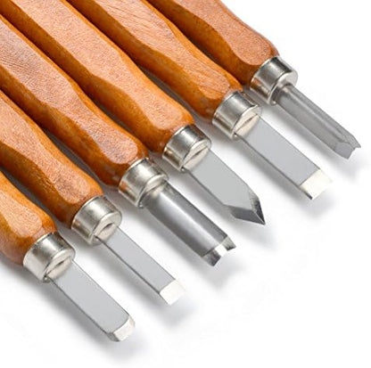 TIMESETL 17Pack Small Wood Carving Set, 12pcs Wood Carving Tools SK2 Carbon Steel + 4pcs Whetstone + 1pcs Storage Case for Beginners DIY Woodworking Sculpting Whittling with Safety Cap - Image 5