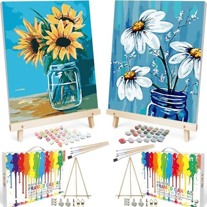 BAISITE Paint by Numbers Kit for Adults Beginners,16" Wx20 L 2 Pack Canvas for Painting Kits for Adults in Colorful Box 0304 Already Framed by PaintbyNumbersKitsforAdults