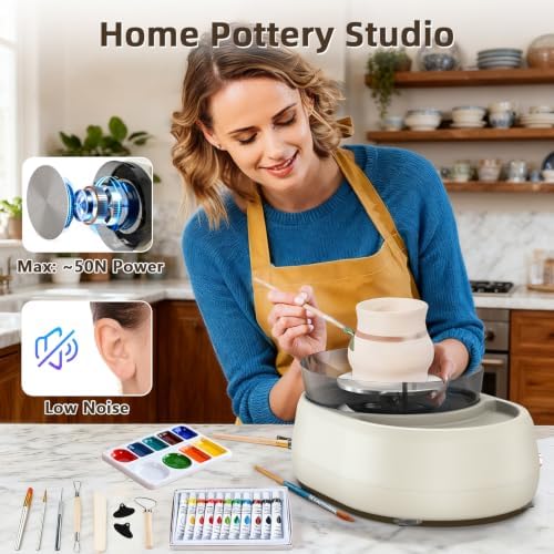 Pottery Wheel for Beginners - Upgraded Pottery Wheel with 6" Turntable with Two-Way Rotation, 2.2lb Clay, Art Supplies Sculpting Tools, Craft Gifts for Teens Kids Adults (Grey) - Image 3