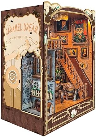 Cat Book Nook Miniature House Kit with Dust Cover Bookshelf Decor - Image 2