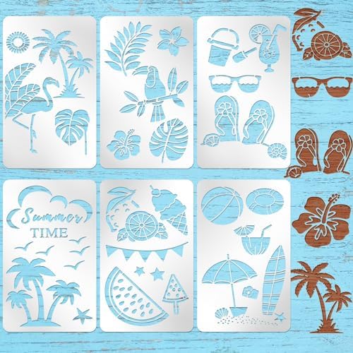 Lewtemi 6 Pcs Metal Wood Burning Stencils, Summer Style Letters Numbers by Lewtemi