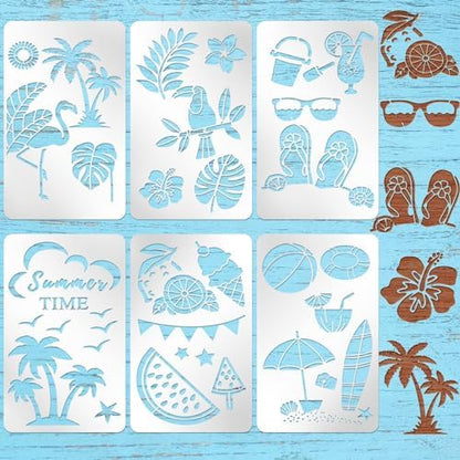Lewtemi 6 Pcs Metal Wood Burning Stencils, Summer Style Letters Numbers by Lewtemi