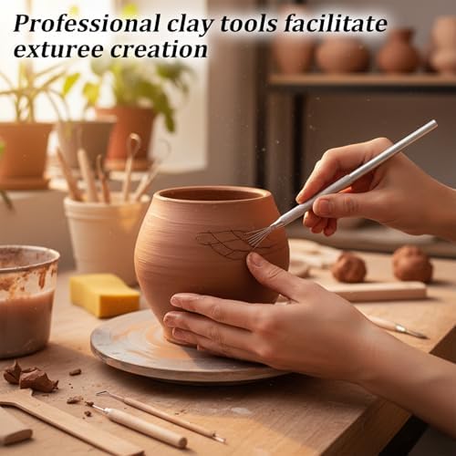 4Pcs Clay Sculpting Tools Set, Stainless Steel Metal Ribs for Pottery - Serrated Rib, Molding Scrapers, Ceramic Needle Tool, Feather Wire Texture Tool, for Ceramics Art Craft Supplies - Image 5