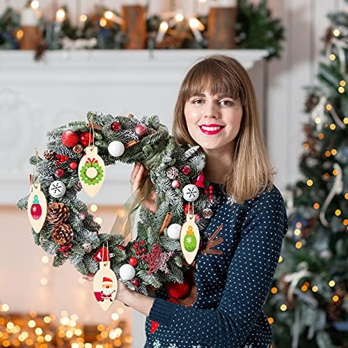Queekay 50 Pcs Unfinished Wood Christmas Light Bulb Ornaments, Wood Color - Image 5