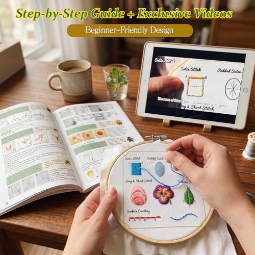 Lemosyu Embroidery Stitch Book Kit for Beginners with 44 Practice Pages - Image 4