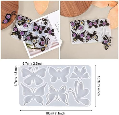 3 Pack Butterfly Silicone Molds for Resin, Various Butterfly Shaped Epoxy Silicone Casting Molds with Hole, Resin Keychain Silicone Molds for Jewelry Making Keychain Decor Crafts - Image 4
