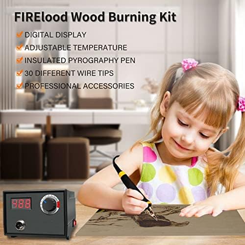 FIRElood Wood Burning Tool,Wood Burning kit Pen 25~750℃,Professional Wood Burning kit,with Digital Thermometer Temperature Adjustable Temperature,1 Wood Burning pens, 30 Wood Burning Pen Tips - Image 5