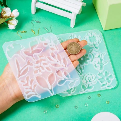 Boutigem 2Pcs Flower Earring Resin Mold Spring Floral Silicone Casting Mold Earring Hooks Jump Rings for Women Jewelry Making Handicrafts Decoration Supplies - Image 6