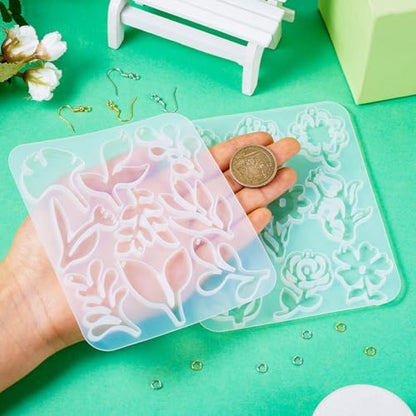 Boutigem 2Pcs Flower Earring Resin Mold Spring Floral Silicone Casting Mold Earring Hooks Jump Rings for Women Jewelry Making Handicrafts Decoration Supplies - Image 6