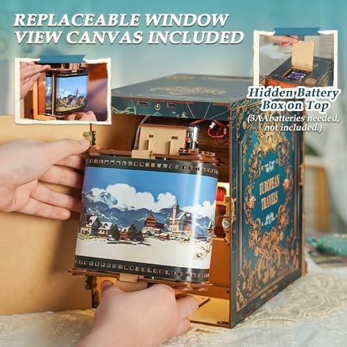 Tonecheer DIY Book Nook Kit for Adults, Miniature Infinity Train Cabin European Vintage Carriage Model, Wooden 3D Puzzle Dollhouse Booknook Decorative Bookend Gifts (European Travels) - Image 4
