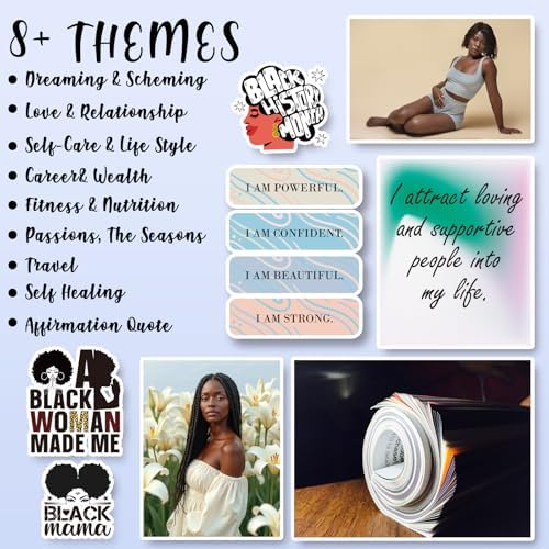 EggSun Vision Board Supplies with 1200+ Images & Quotes Collage Magazine Book, Wall Clip Art Scrapbook Journal Kit for Vision Board Making Beginners Women Men Teen Girls Room Decors (Black Women) - Image 2