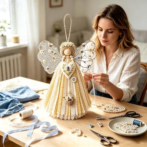 Angel Fabric Hanging DIY Kit, Macrame Wall Weaving Craft - Image 4
