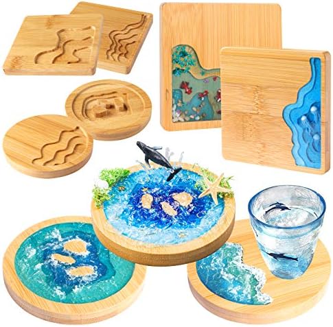 Wood Coaster Set Epoxy Resin Casting Craft Kit River Edge 5-count by FUNSHOWCASE