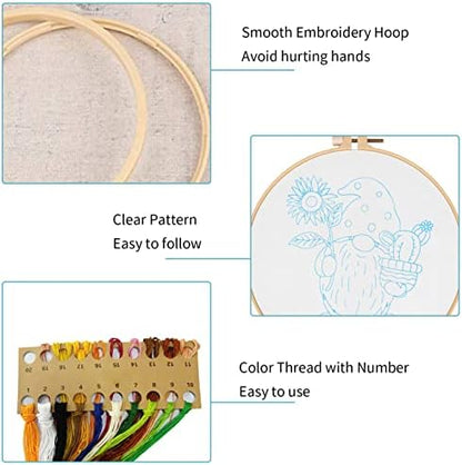 Nuberlic Embroidery Kit for Beginners Adults with Gnome Pattern - Image 4