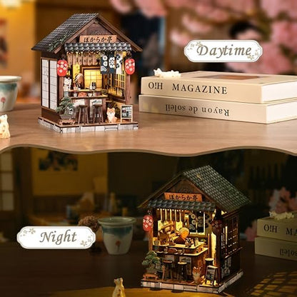 ISSEVE Book Nook Kit, Japanese Dollhouse Booknooks Kit Bookshelf Decoration - Image 4