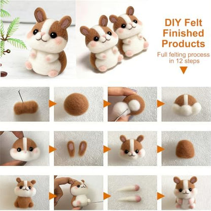 Ainiv 18 Pcs Needle Felting Wool, 9 Colors x 2 Packs Wool Roving, Brown - Image 6