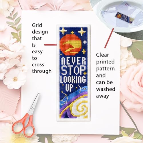 ORIGACH 6 Set Cosmic Space & Quotes Cross Stitch Bookmark Kit - Image 3