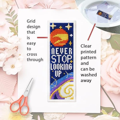 ORIGACH 6 Set Cosmic Space & Quotes Cross Stitch Bookmark Kit - Image 3