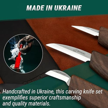BeaverCraft Wood Carving Knife Set Deluxe S15X - Wood Carving Kit with Detail Chip Knife, Sloyd Roughing Whittling Knives & Leather Strop - Whittling Tools Set with Leather Case for Carvers - Image 5