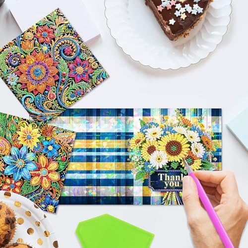 12 Pack Flower Butterfly Diamond Painting Greeting Card Kits DIY 5D Diamond Art with Envelopes & Rhinestones,Christmas Creative Birthday Gifts for Adults - Image 5