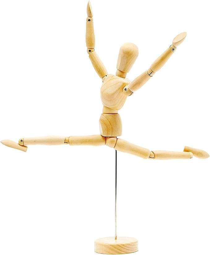 Bright Creations Drawing Mannequin - Wooden Mannequin for Drawing & Figure Reference - 12-Inch, Wooden, 2-Pack