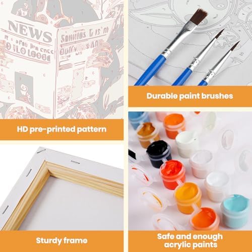 MXJSUA Toilet Giraffe Framed Paint by Numbers for Adults Beginners, Easy Adults' Paint-by-Number Kits on Canvas with Easel, Acrylic Number Painting Crafts Gifts for Home Decor, 8x12 inch - Image 4