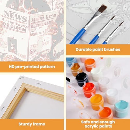 MXJSUA Toilet Giraffe Framed Paint by Numbers for Adults Beginners, Easy Adults' Paint-by-Number Kits on Canvas with Easel, Acrylic Number Painting Crafts Gifts for Home Decor, 8x12 inch - Image 4